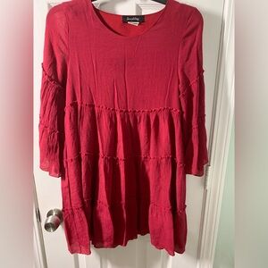 Sassy Bling Tiered Tunic Top/Short Dress Dark Pink